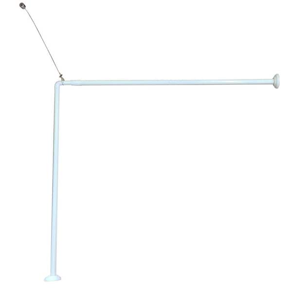 37" to 71"L - Width 31.5" Wall Mounted Adjustable L-Shaped Corner Bathtub Curtain Rod White
