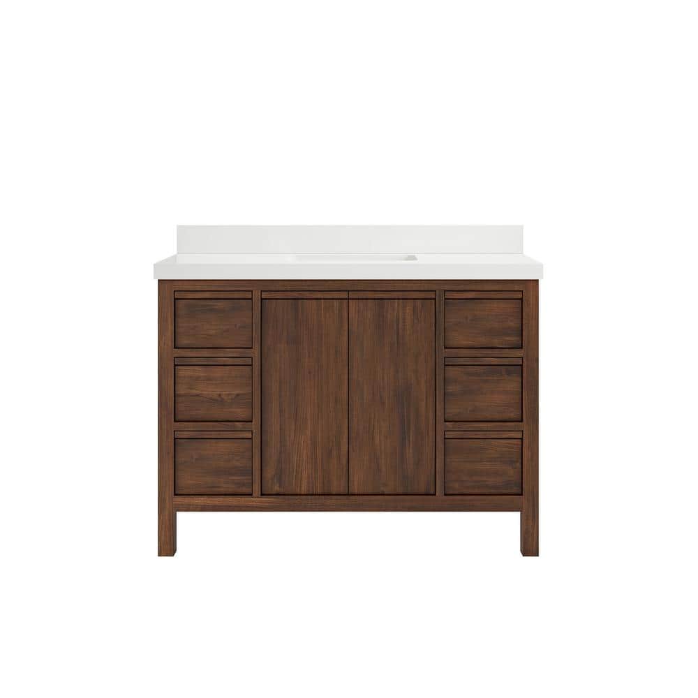 "Elizabeth Teak 48 in. W x 22 in. D x 36 in. H Single Sink Bath Vanity in Dark Walnut with 2"" White Quartz Top" price history on PriceWatchPro