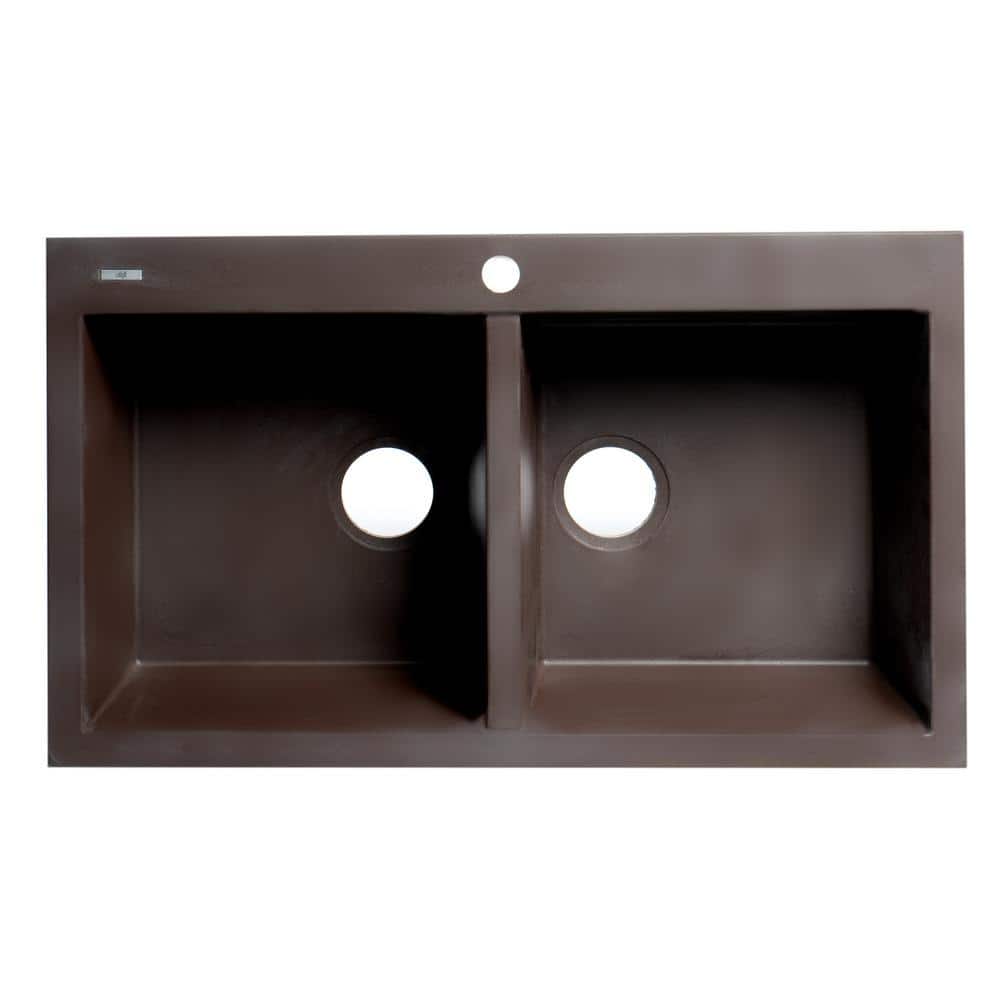 34'' Chocolate Double Bowl Granite Composite Kitchen Sink