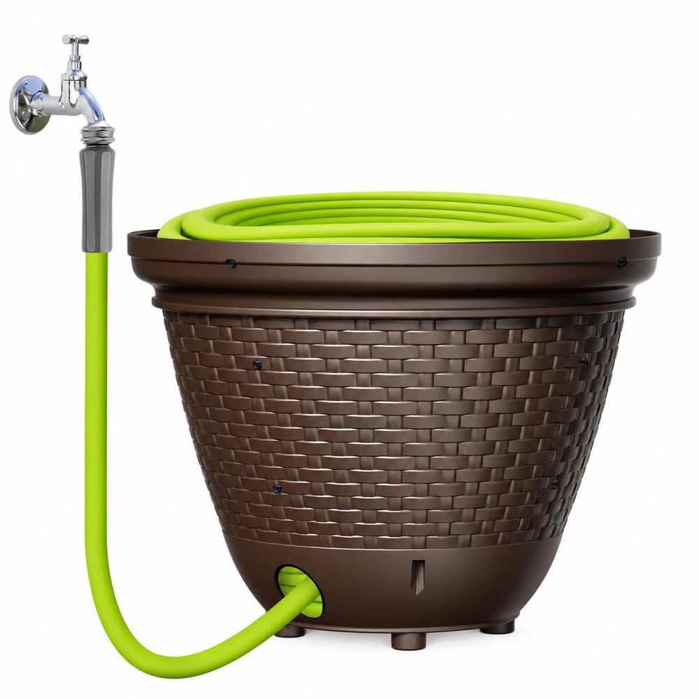 Wicker Decorative Hose Storage Pot with Drain Holes, Weather-Resistant ABS, Fits 100-400 FT Garden Hoses, 1 Piece price history on PriceWatchPro