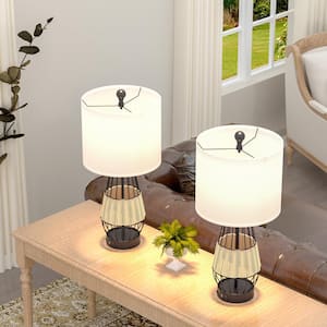 Heideman 23.5 in. Painted Black Indoor Table Lamp with White Linen Shade