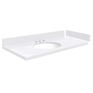 Silestone 43.25 in. W x 22.25 in. D Qt. White Round Single Sink Vanity Top in Miami White