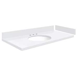 Silestone 48.75 in. W x 22.25 in. D Quartz White Round Single Sink Vanity Top in Miami White