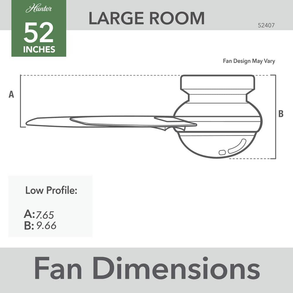 Matte Black 52" Modern Low Profile Ceiling Fan with Remote