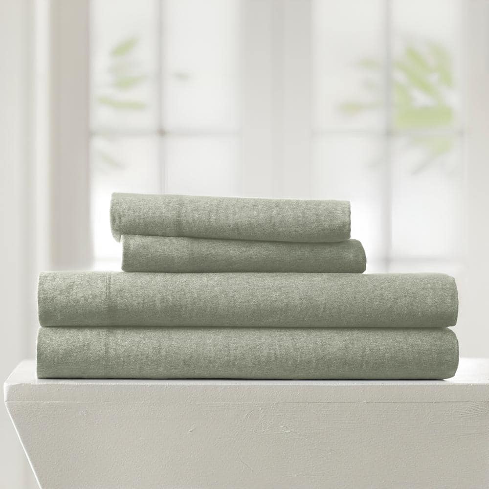 Sage Twin Cotton Jersey Knit Sheet Set