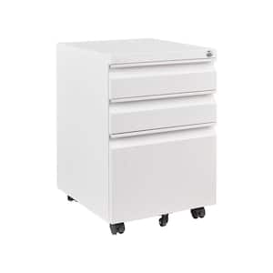 14.57 in. W x 23.62in. H x 17.32 in. D 3 Drawer Metal Mobile Vertical File Cabinet, Freestanding Cabinet in White