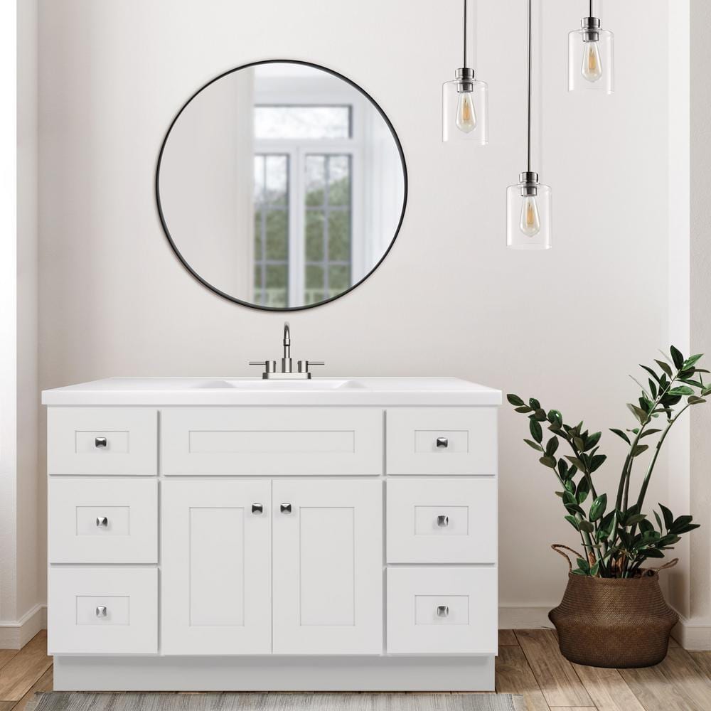 Brookings 48 Inch White Shaker Bathroom Vanity