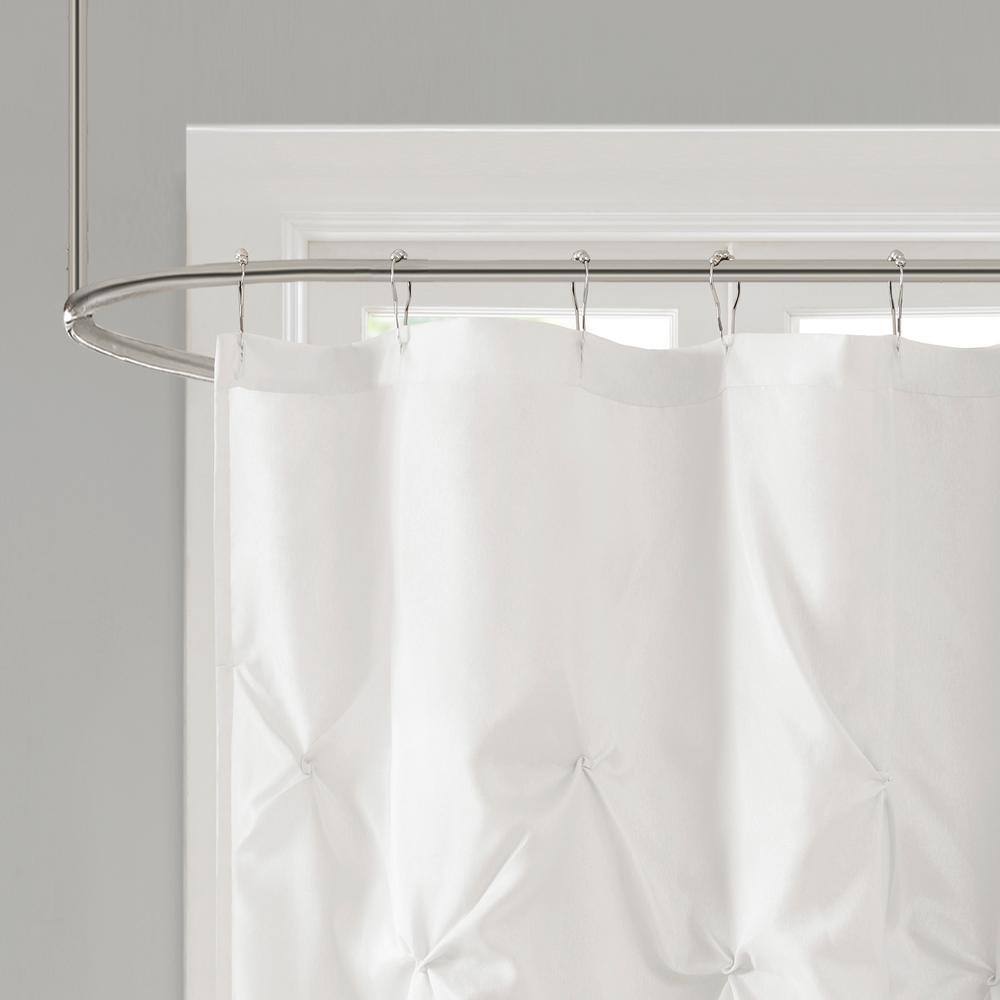 Laurel White Tufted Polyester Shower Curtain