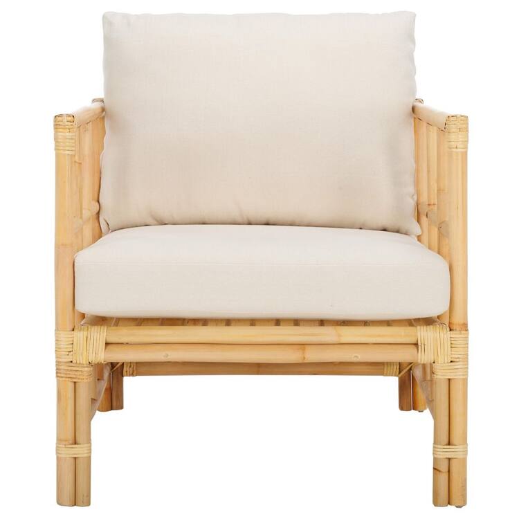 SAFAVIEH Aisling Natural Arm Chair with White Cushion