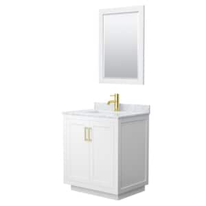 Miranda 30 in. W x 22 in. D x 33.75 in. H Single Sink Bath Vanity in White with White Carrara Marble Top and Mirror