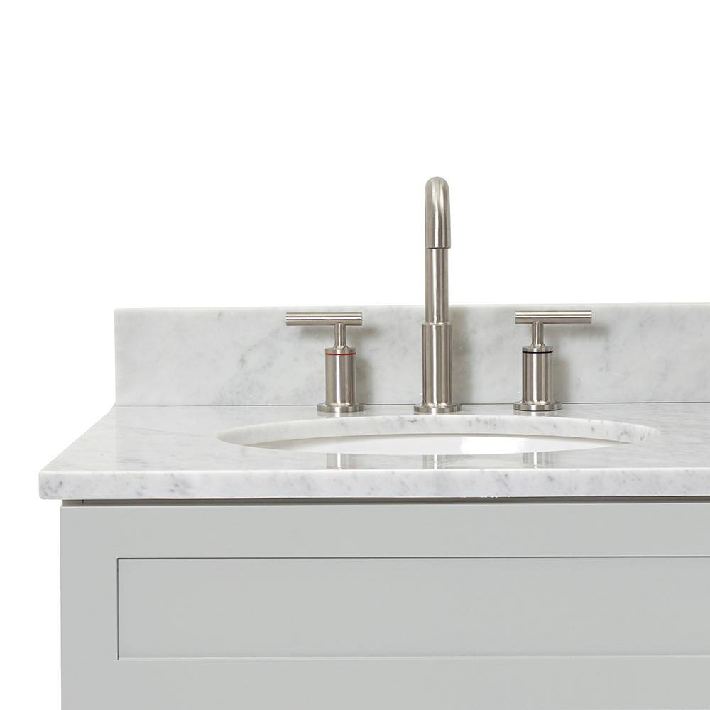 Hamlet 37" Grey Freestanding Single Sink Vanity with Carrara Marble Top