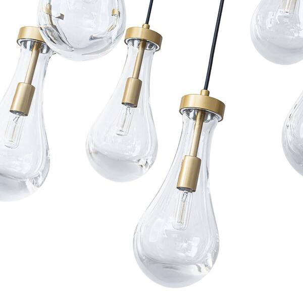 Y'INSP Cascade 13-Light 53.5 in. Modern Brushed Gold Raindrop