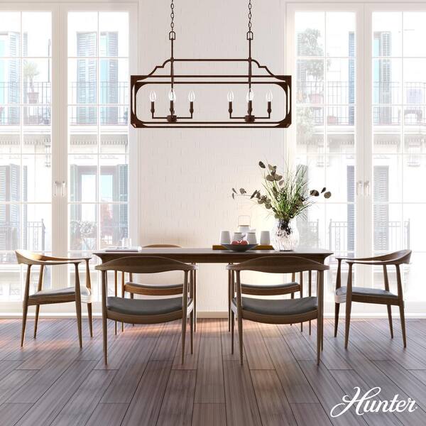 Hunter Highland Hill 8 Light Textured Rust Candlestick Chandelier Kitchen Light
