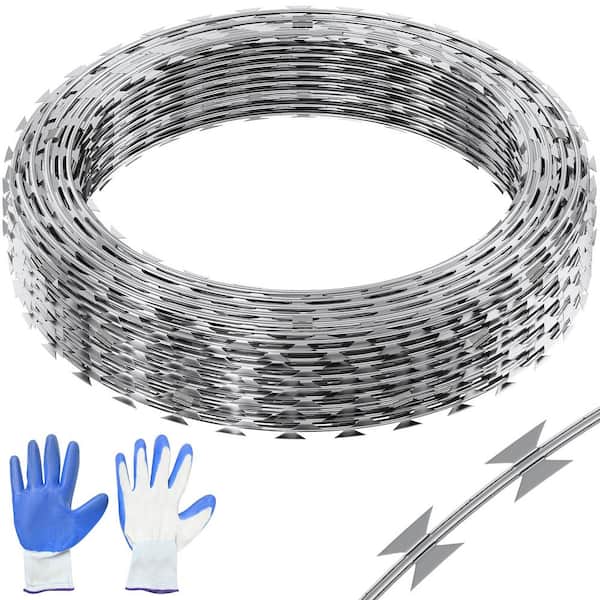 SKYSHALO Razor Wires, 147 ft. Razor Barbed Wire, 3-Rolls Razor Wire Fencing Razor Fence, Barbed Wire Galvanized, No Power Source