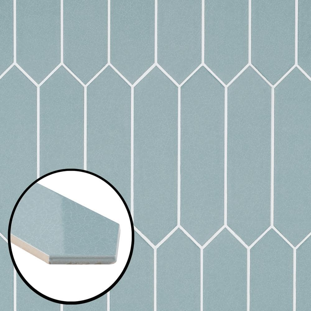 Camino Blue Polished Ceramic Hexagon Wall Tile