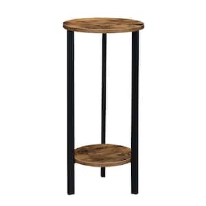 Graystone 31.5 in. H Barnwood/Black High Round Particle Board Indoor Plant Stand