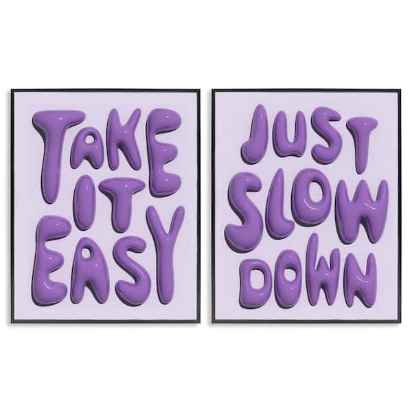 Stupell Industries Slow Down Take It Easy by Victoria Barnes 2 Pieces Black Framed Typography Giclee Art Print 14 in. x 11 in.