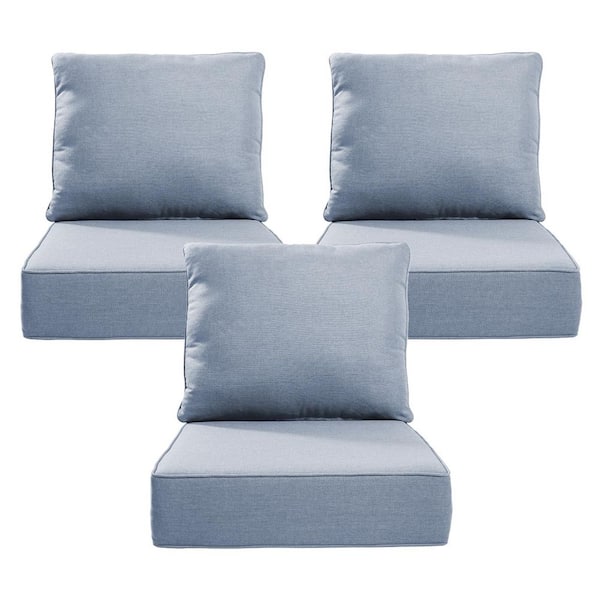 24 inch x 21 inch-6 Piece Replacement Outdoor Lounge Chair, Sectional, Couch Cushion in Light Blue