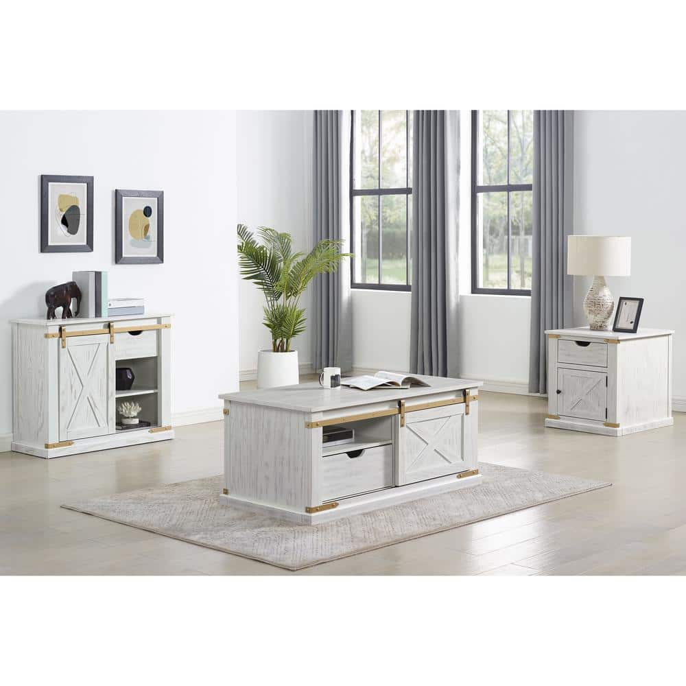 Furniture of America Sueli 3Piece 48 in. Antique White and Gold