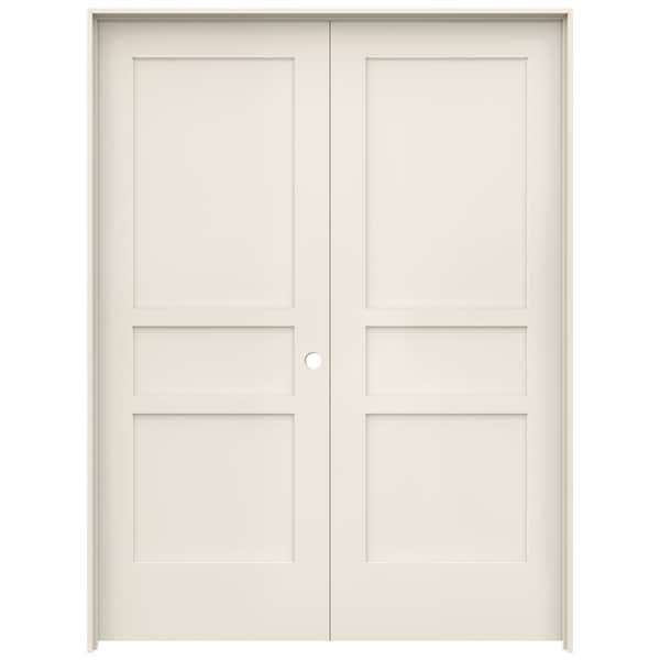 30 in. x 80 in. Tria Primed Left-Hand Mirrored Glass Molded Composite Double Prehung Interior Door