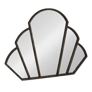 33.1 in. W x 25.6 in. H Metal Scallop Shaped Distressed Black Decorative Mirror