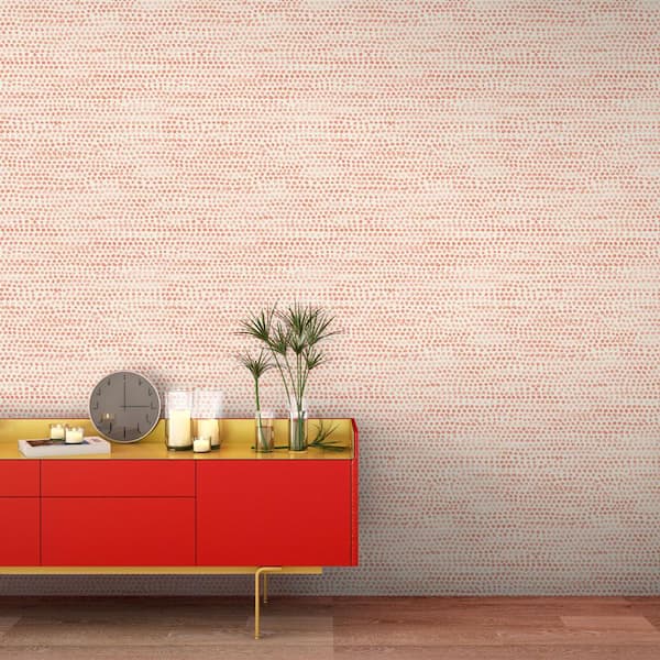 Coral Moire Dots Vinyl Peel and Stick Wallpaper Roll (Covers 28 sq. ft.)