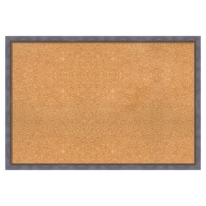 2-Tone Blue Copper Wood Framed Natural Corkboard 38 in. x 26 in. Bulletin Board Memo Board