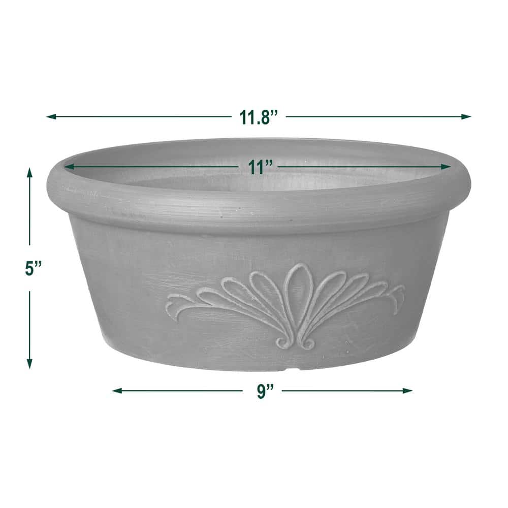 Eco-Friendly Dark Charcoal Bulb Pan Planter, 12"x5"