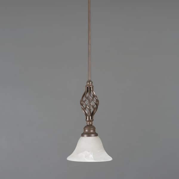 Yosemite Home Decor Alder Collection 1-Light Dark Brown Mini Pendant with Frosted Alabaster Glass Shade