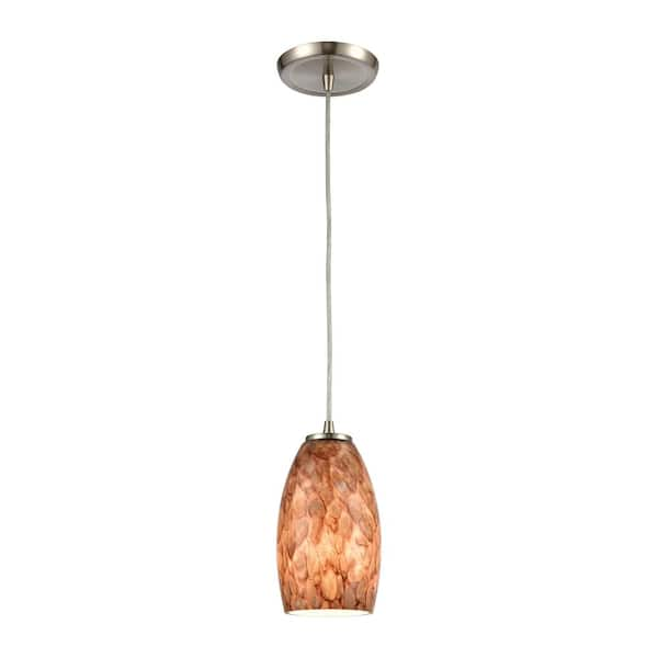 Titan Lighting Naomi 1-Light Satin Nickel Mini Pendant Light with Glass Shade