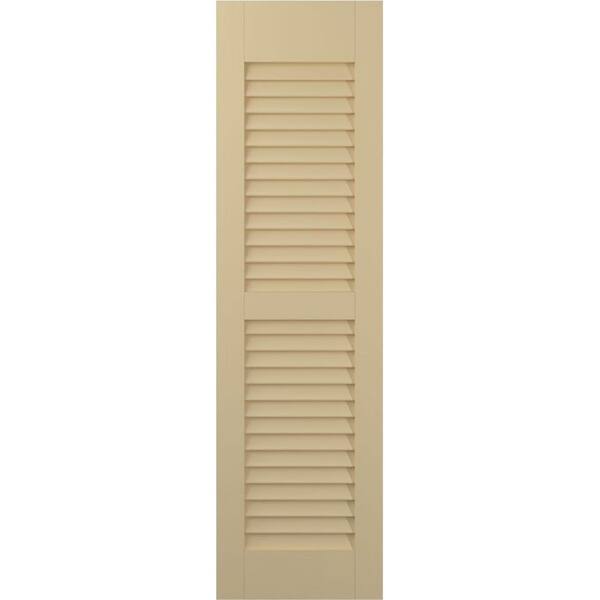 Ekena Millwork Americraft 12 in. W x 31 in. H 2-Equal Louver Exterior Real Wood Shutters Pair in Natural Twine
