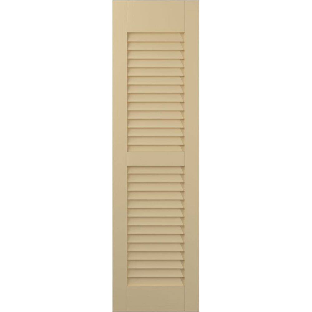 Americraft 18 in. W x 50 in. H 2-Equal Louver Exterior Real Wood Shutters Pair in Natural Twine price history on PriceWatchPro
