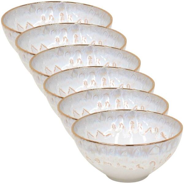 CASAFINA Taormina 22 fl. oz. White and Gold Stoneware Cereal Bowl (Set of 6)