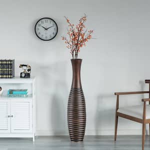 Decorative Conemporary Tall Trumpet Shape Floor Vase, Brown 41 in.