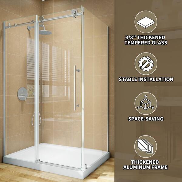 Xspracer 60 in. W x 72 in. H Sliding Corner Shower Enclosure in