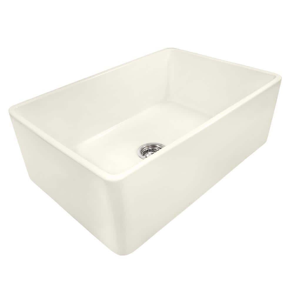 Ruvati Reversible Farmhouse Apron Front Fireclay 33 In X 20 In Single   Biscuit Ruvati Farmhouse Kitchen Sinks Rvl2300bs 64 1000 