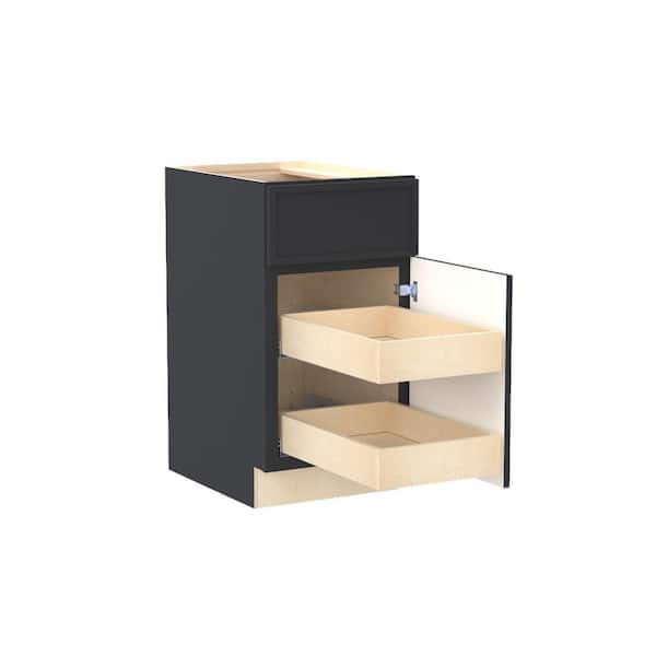 Home Decorators Collection Franklin 18 in. W x 24 in. D x 34.5 in. H Assembled Plywood Base Kitchen Cabinet in Valiant Onyx 2-Rot Soft Close RH