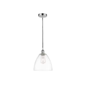 Edison Dome 1-Light Polished Chrome Shaded Pendant Light with Clear Glass Shade