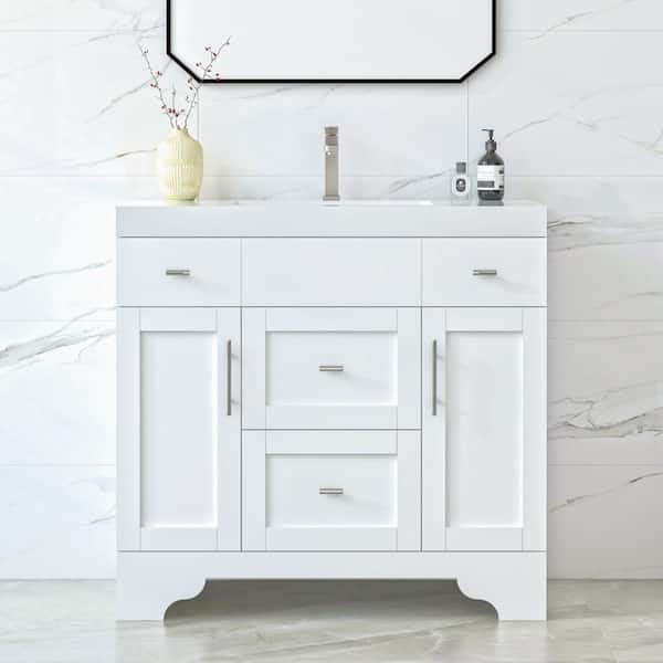 HOMEVY STUDIO Agnea 36 in. W x 21 in. D x 35 in. H Single Sink ...