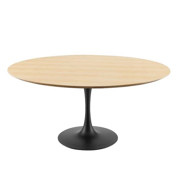 MODWAY Lippa 60 in. Natural Round Wood Dining Table (Seats 4)
