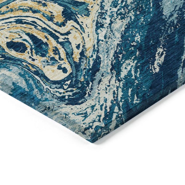 Chantille Machine Washable Indoor/Outdoor Abstract ACN1061 Navy 1 ft. 8 in. x 2 ft. 6 in. Area Rug