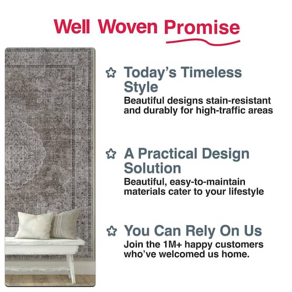 Gray 5 ft. 3 in. x 7 ft. 3 in. Asha Odette Vintage Persian Oriental Area Rug