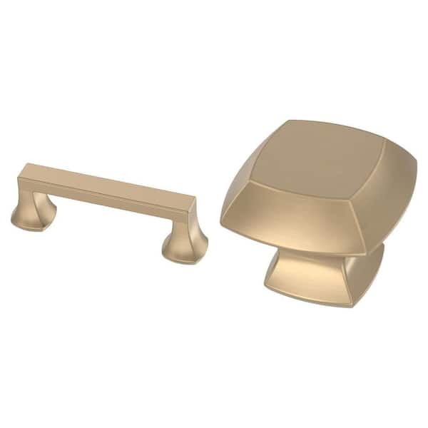 Mandara Champagne Bronze 3 in. Bar Pull and 1-1/4 in. Square Knob Combo