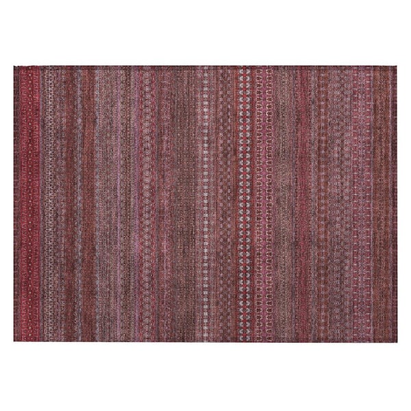 Merlot 2 ft. x 3 ft. Woven Striped Polyester Rectangle Indoor/Outdoor Area Rug