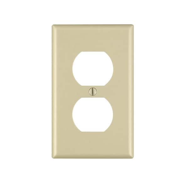 Leviton 1-Gang Duplex Outlet Wall Plate, Ivory