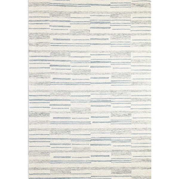 Valencia Ivory/Blue 9 ft. x 12 ft. Geometric Contemporary Area Rug