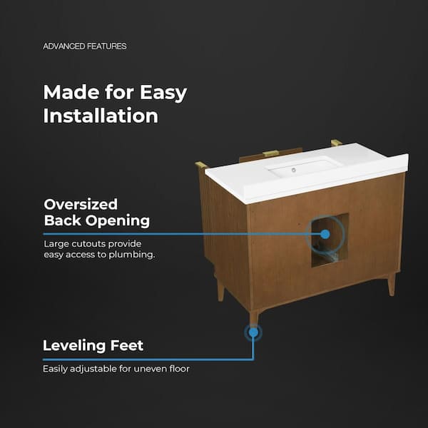 OVE Decors Gabi 42 in. Single Sink Warm Walnut Bath Vanity with