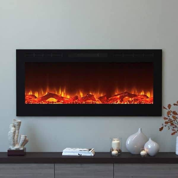 Moda Flame Cynergy 50 in. Log Electric Recessed Built-In Fireplace in Black