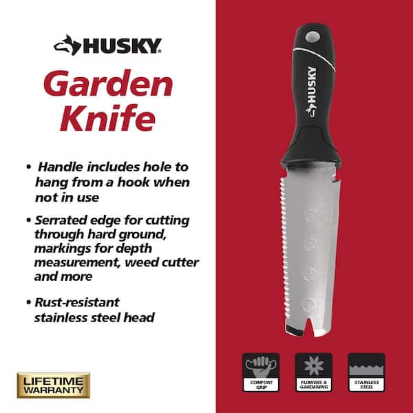 Husky 5.43 in. Multi-Function Stainless Steel Garden Knife (Garden