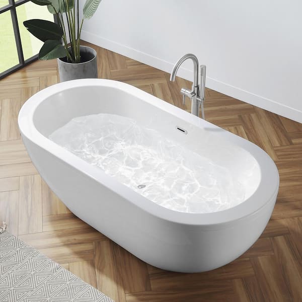 Home Decorators Collection Brockville 71 1/4 in. Acrylic Double Slipper  Flattbottom Non-Whirpool Bathtub in White GBBA015 - The Home Depot